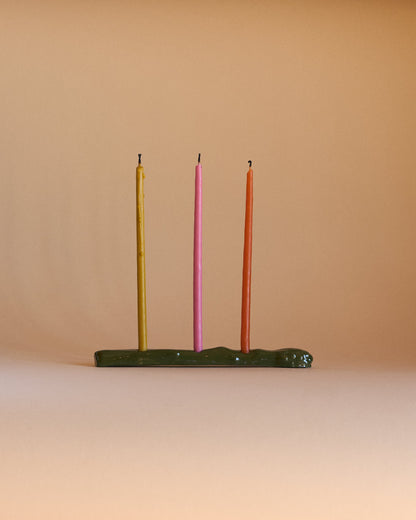CANDLE HOLDER ASPARAGUS — GREEN