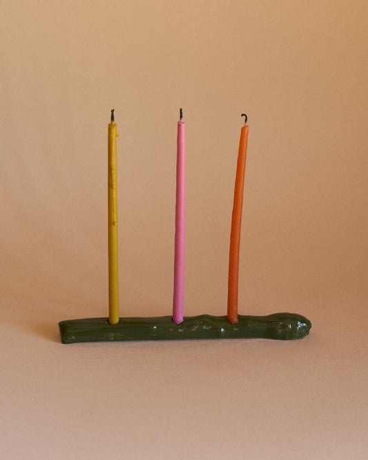 CANDLE HOLDER ASPARAGUS — GREEN