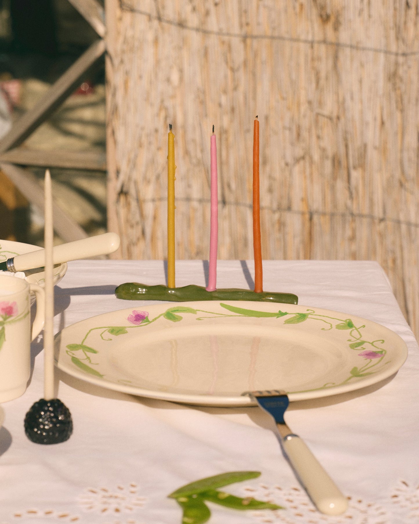 CANDLE HOLDER ASPARAGUS — GREEN